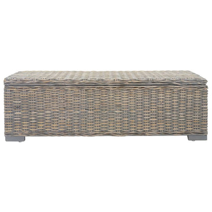 Storage Box Grey 110 cm Natural Kubu Rattan & Solid Wood Mahogany