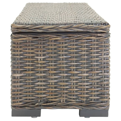 Storage Box Grey 110 cm Natural Kubu Rattan & Solid Wood Mahogany