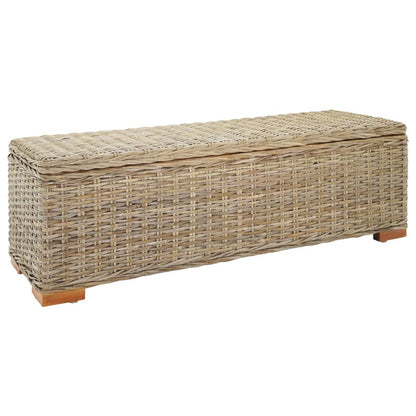 Storage Box 110 cm Natural Kubu Rattan & Solid Wood Mahogany