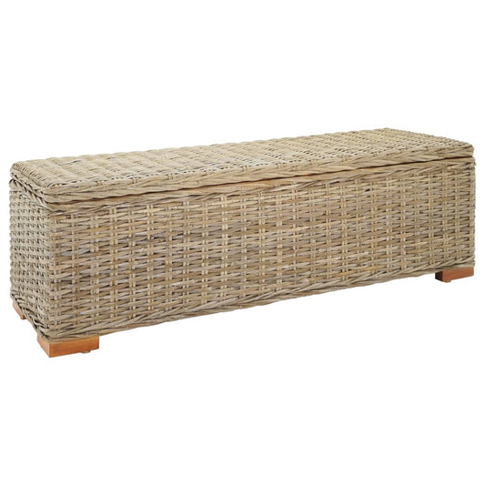 Storage Box 110 cm Natural Kubu Rattan & Solid Wood Mahogany