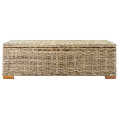 Storage Box 110 cm Natural Kubu Rattan & Solid Wood Mahogany