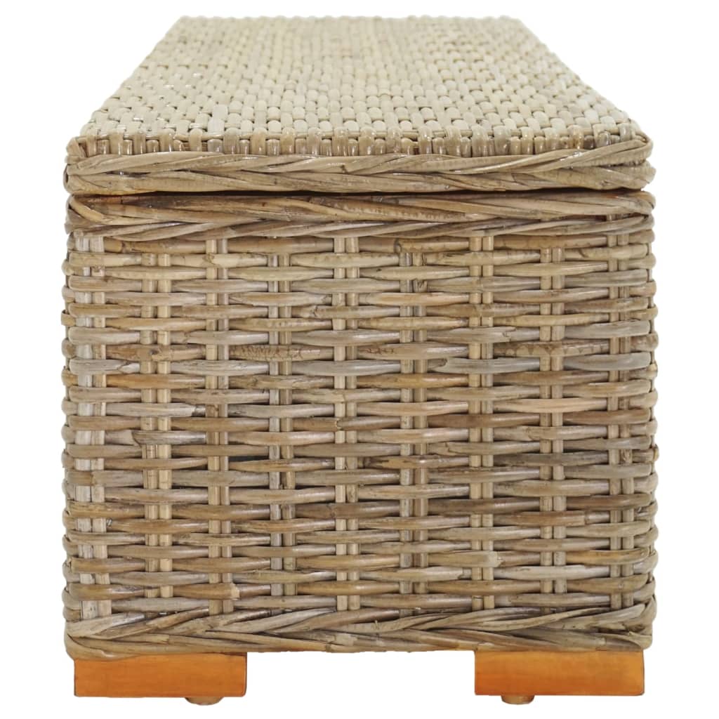 Storage Box 110 cm Natural Kubu Rattan & Solid Wood Mahogany