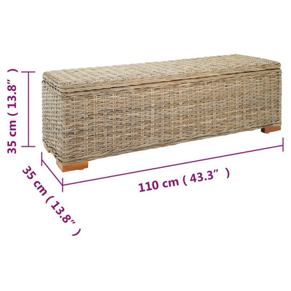 Storage Box 110 cm Natural Kubu Rattan & Solid Wood Mahogany