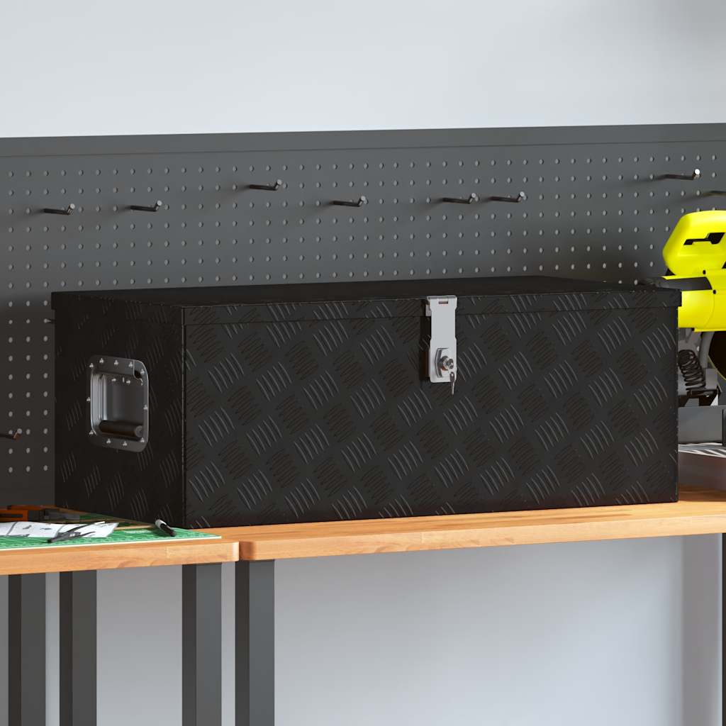 Storage Box Black 80x39x30 cm Aluminium