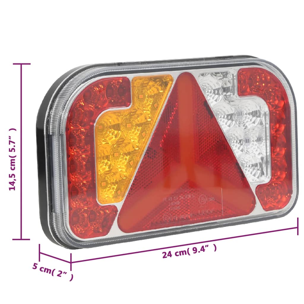 Trailer Lights 2 pcs Red 24x5x14.5 cm 12V LED Bulb