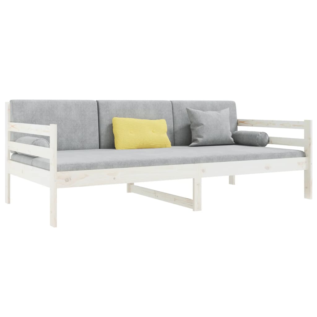 Day Bed without Mattress White 90x190cm Solid Wood Pine