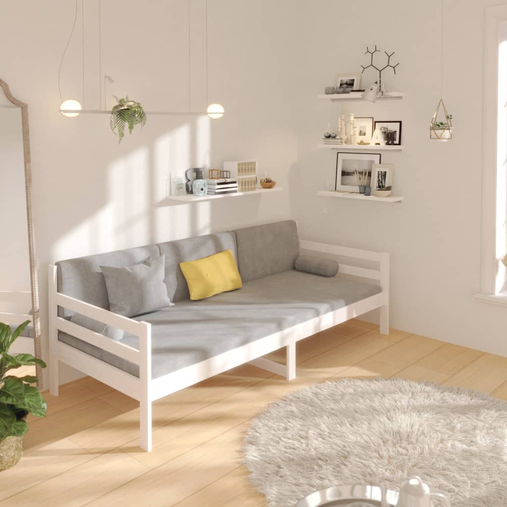 Day Bed without Mattress White 90x190cm Solid Wood Pine