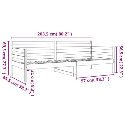 Day Bed without Mattress White 80x200cm Solid Wood Pine