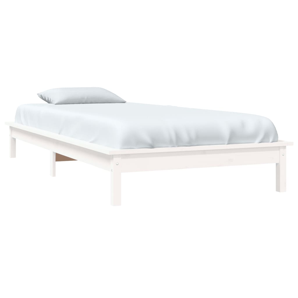 820527 vidaXL Bed Frame without Mattress White 90x200 cm Solid Wood