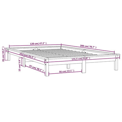 820540 vidaXL Bed Frame without Mattress Black 120x200 cm Solid Wood
