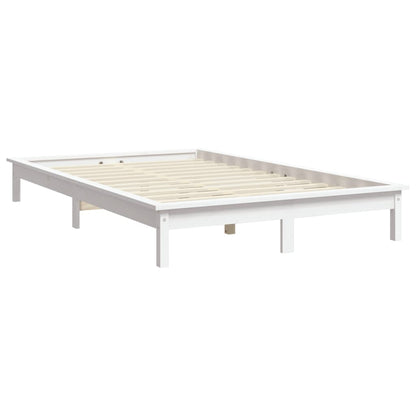 Bed Frame without Mattress White Solid Wood Pine King Size