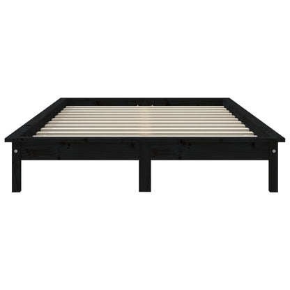 Bed Frame without Mattress Black King Size Solid Wood Pine