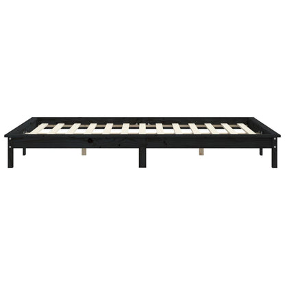 Bed Frame without Mattress Black King Size Solid Wood Pine