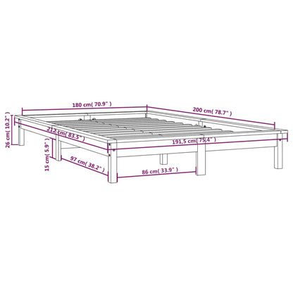 Bed Frame without Mattress White Super King Size Solid Wood