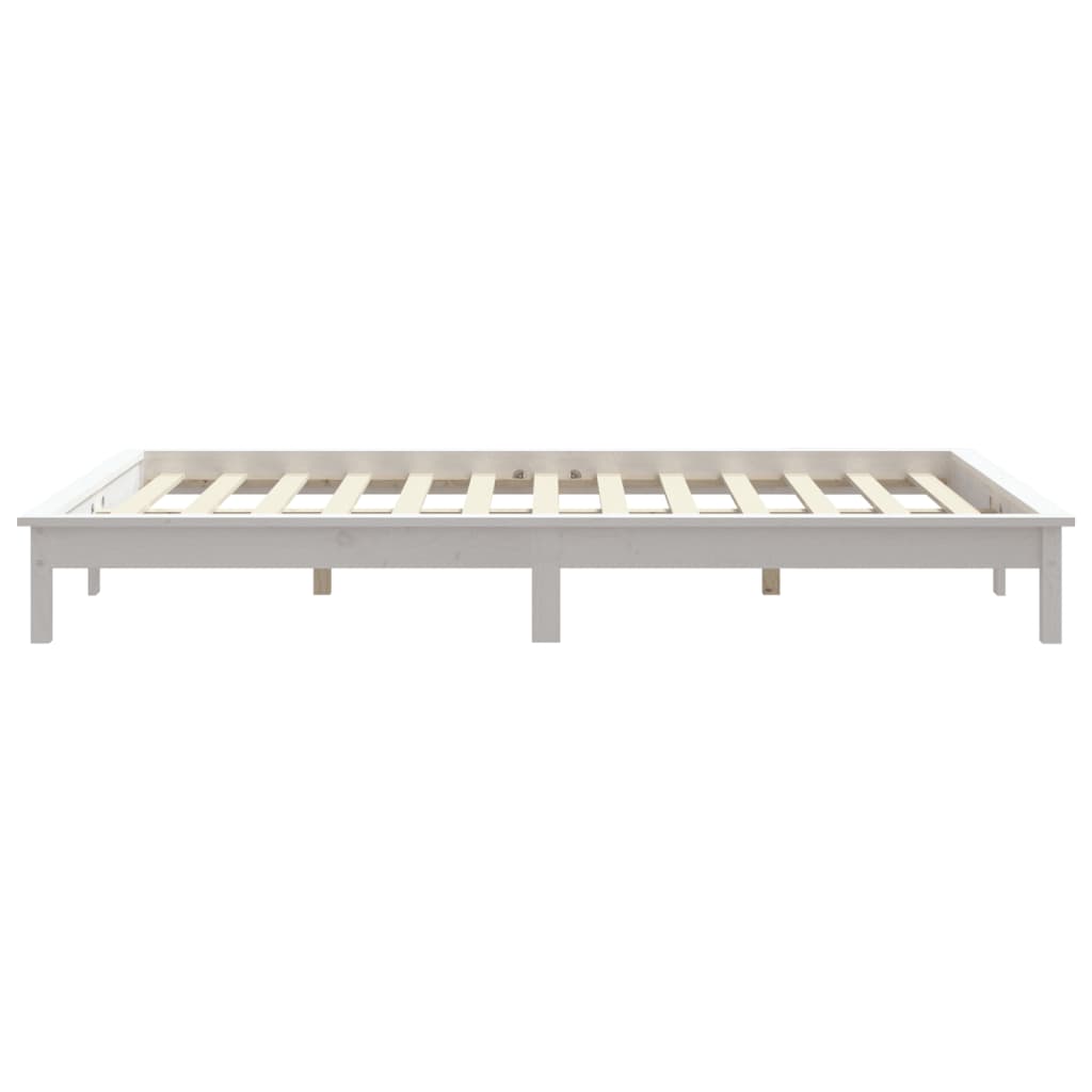 Bed Frame without Mattress White 200x200 cm Solid Wood