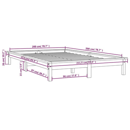 Bed Frame without Mattress White 200x200 cm Solid Wood