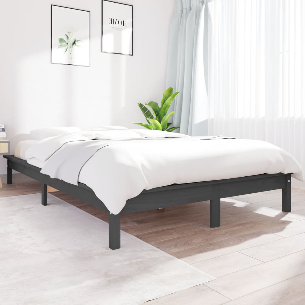 Bed Frame without Mattress Grey Small Double Solid Wood