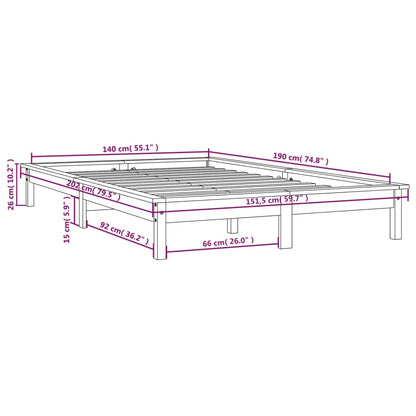 Bed Frame without Mattress Grey 140x190 cm Solid Wood Pine
