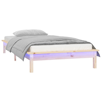LED Bed Frame without Mattress 90x200 cm Solid Wood