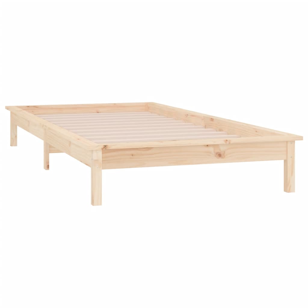 LED Bed Frame without Mattress 90x200 cm Solid Wood