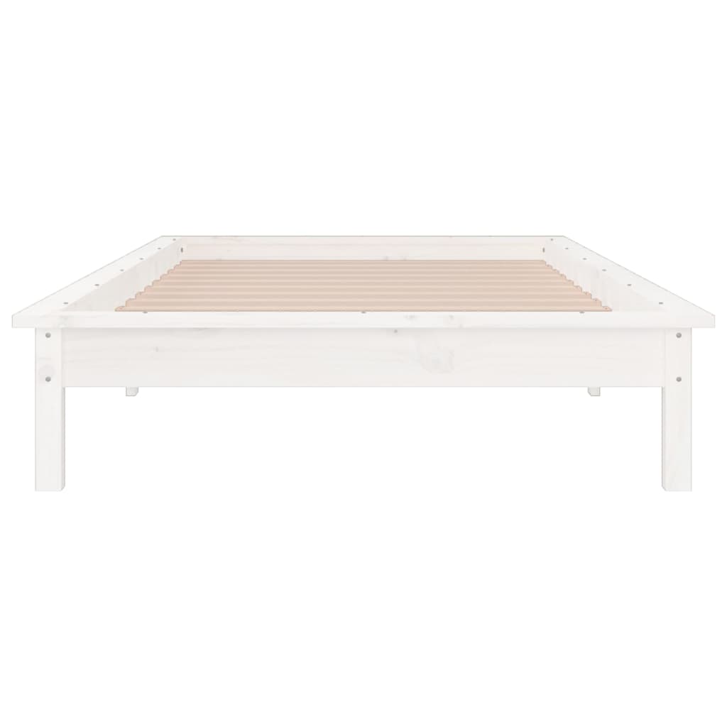 LED Bed Frame without Mattress White 90x200 cm Solid Wood