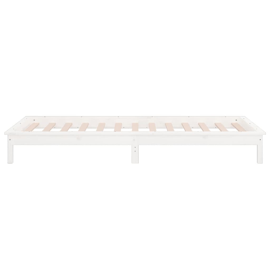 LED Bed Frame without Mattress White 90x200 cm Solid Wood