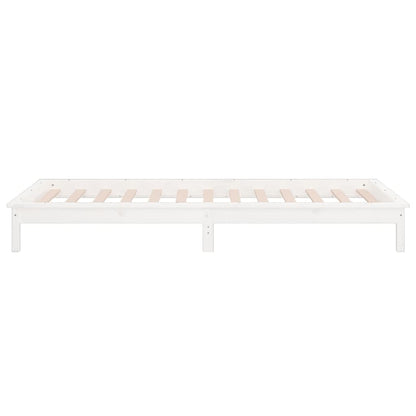LED Bed Frame without Mattress White 90x200 cm Solid Wood