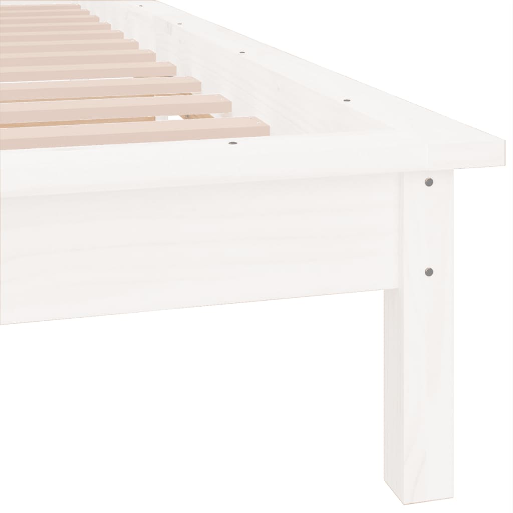 LED Bed Frame without Mattress White 90x200 cm Solid Wood