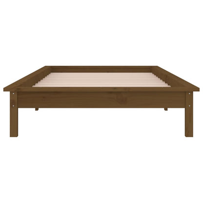 LED Bed Frame without Mattress Honey Brown 90x200 cm Solid Wood