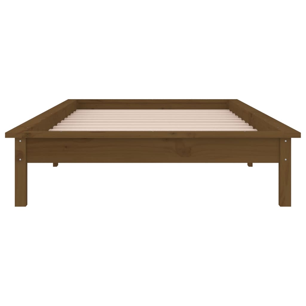 LED Bed Frame without Mattress Honey Brown 100x200 cm Solid Wood
