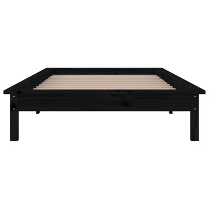 LED Bed Frame without Mattress Black 100x200 cm Solid Wood