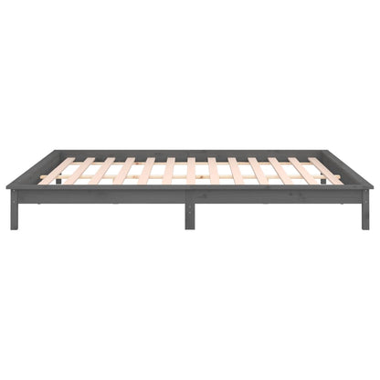 LED Bed Frame without Mattress Grey 120x200 cm Solid Wood
