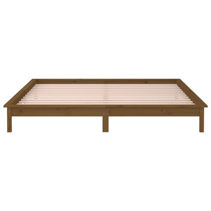 LED Bed Frame without Mattress Honey Brown 120x200 cm Solid Wood