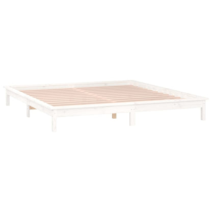 LED Bed Frame without Mattress White 140x200 cm Solid Wood