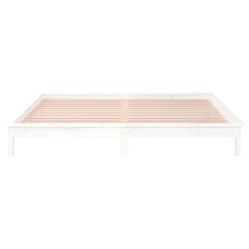 LED Bed Frame without Mattress White 140x200 cm Solid Wood