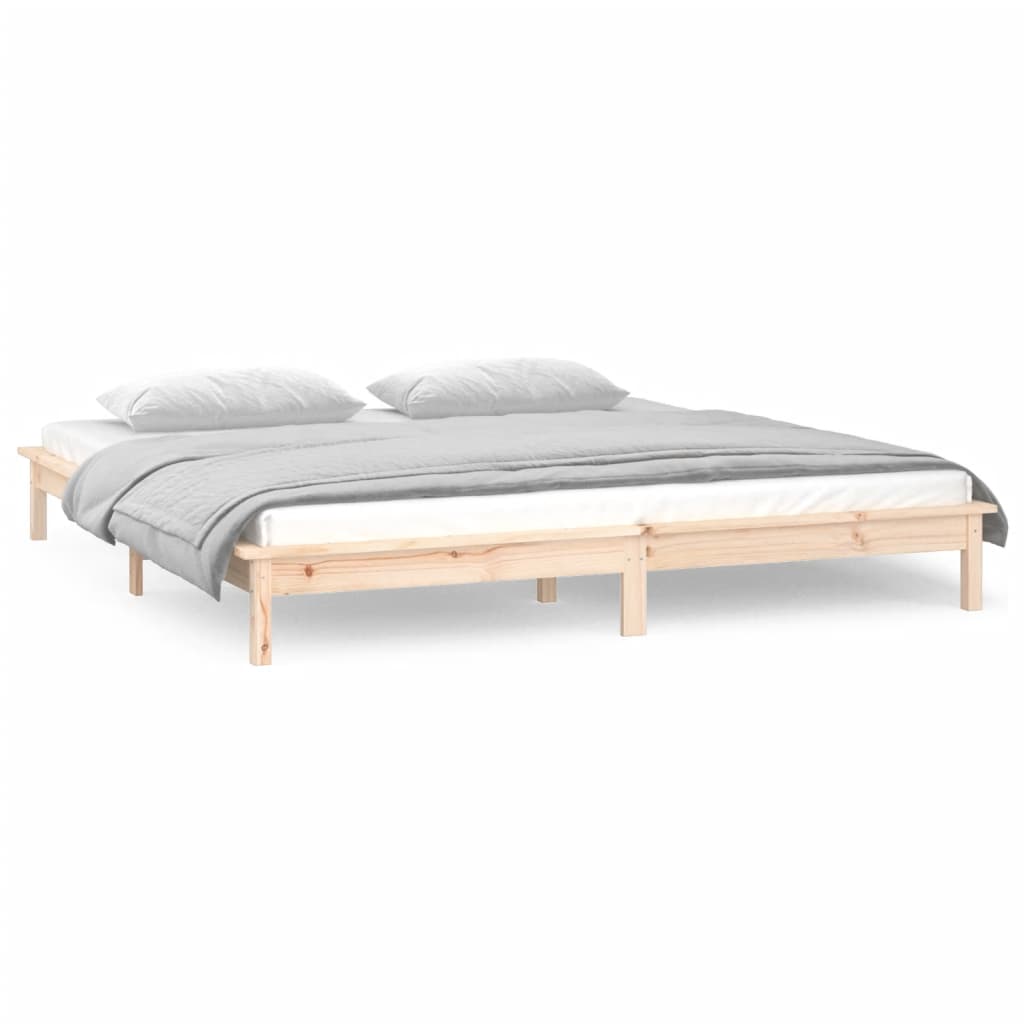 LED Bed Frame without Mattress 160x200 cm Solid Wood