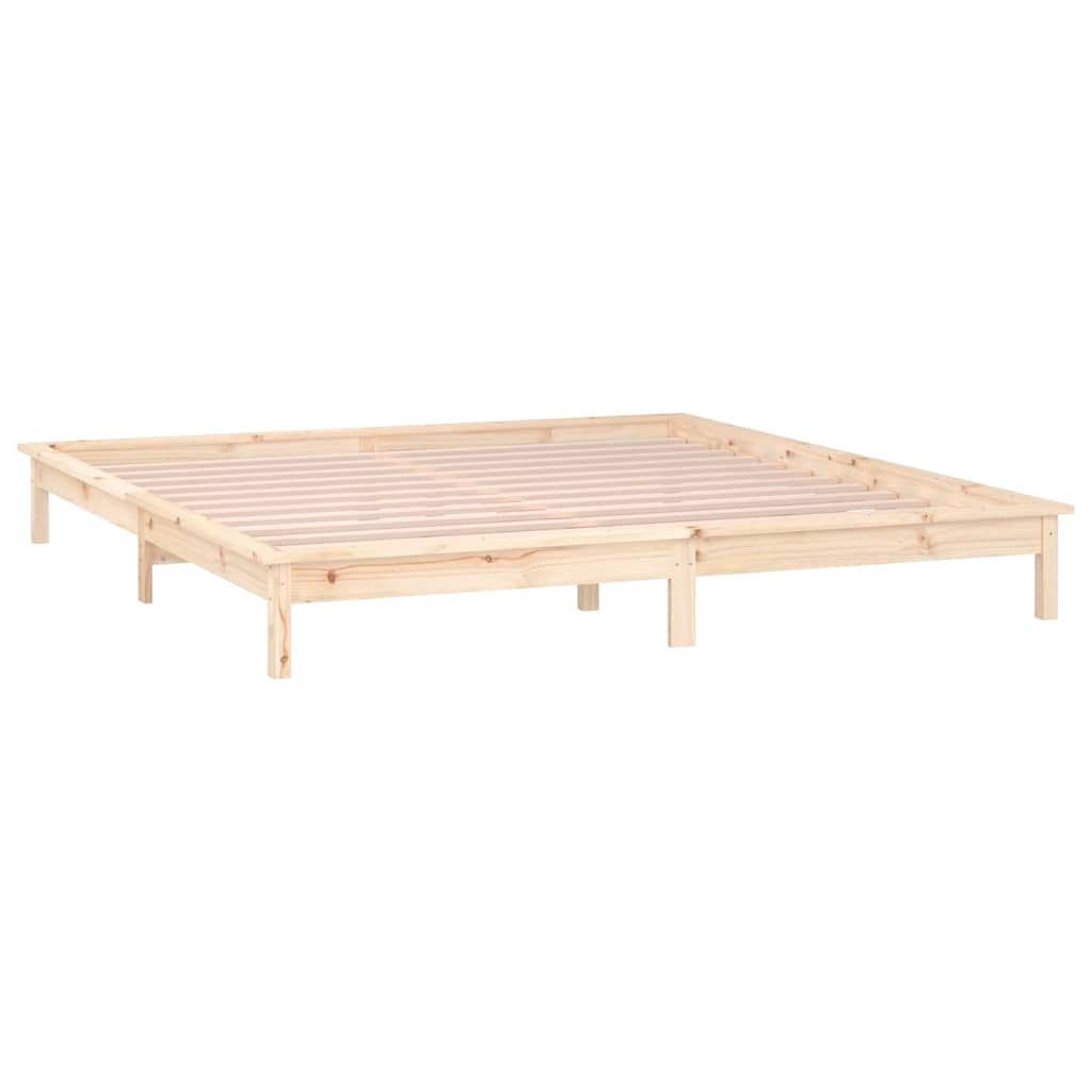 LED Bed Frame without Mattress 160x200 cm Solid Wood