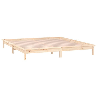 LED Bed Frame without Mattress 160x200 cm Solid Wood