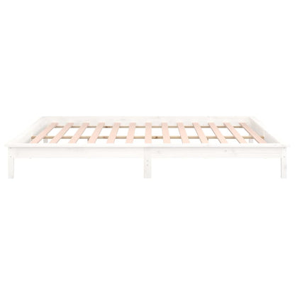 LED Bed Frame without Mattress White 160x200 cm Solid Wood