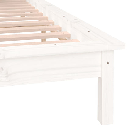 LED Bed Frame without Mattress White 180x200 cm Super King  Solid Wood