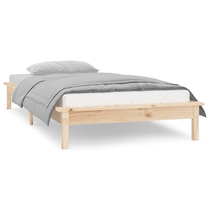 LED Bed Frame without Mattress 90x190 cm Single Single Solid Wood