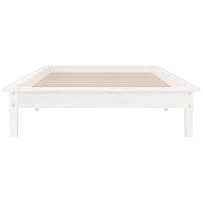 LED Bed Frame without Mattress White 90x190 cm Single Single Solid Wood