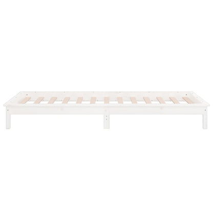 LED Bed Frame without Mattress White 90x190 cm Single Single Solid Wood