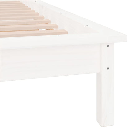 LED Bed Frame without Mattress White 90x190 cm Single Single Solid Wood