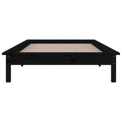 LED Bed Frame without Mattress Black 90x190 cm Single Single Solid Wood