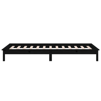 LED Bed Frame without Mattress Black 90x190 cm Single Single Solid Wood