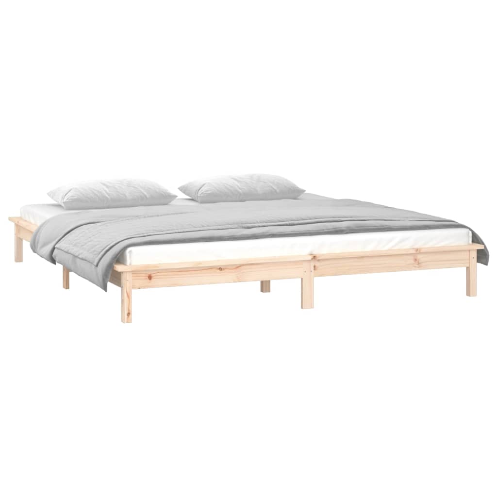 LED Bed Frame without Mattress 120x190 cm Small Double Small Double Solid Wood