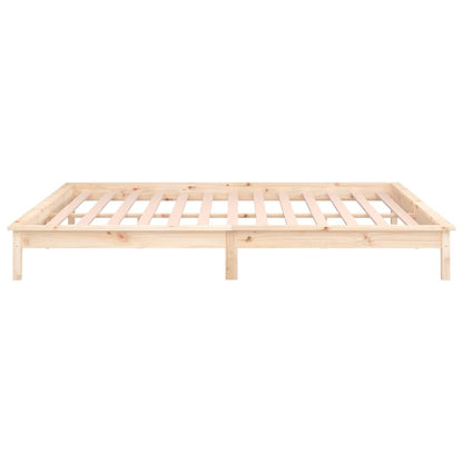 LED Bed Frame without Mattress 135x190 cm Double Double Solid Wood