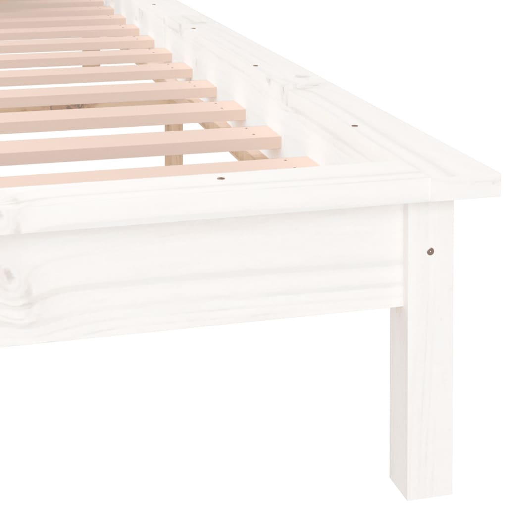 LED Bed Frame without Mattress White 140x190 cm Solid Wood
