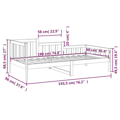 Day Bed without Mattress Honey Brown 90x190 cm Single Solid Wood Pine